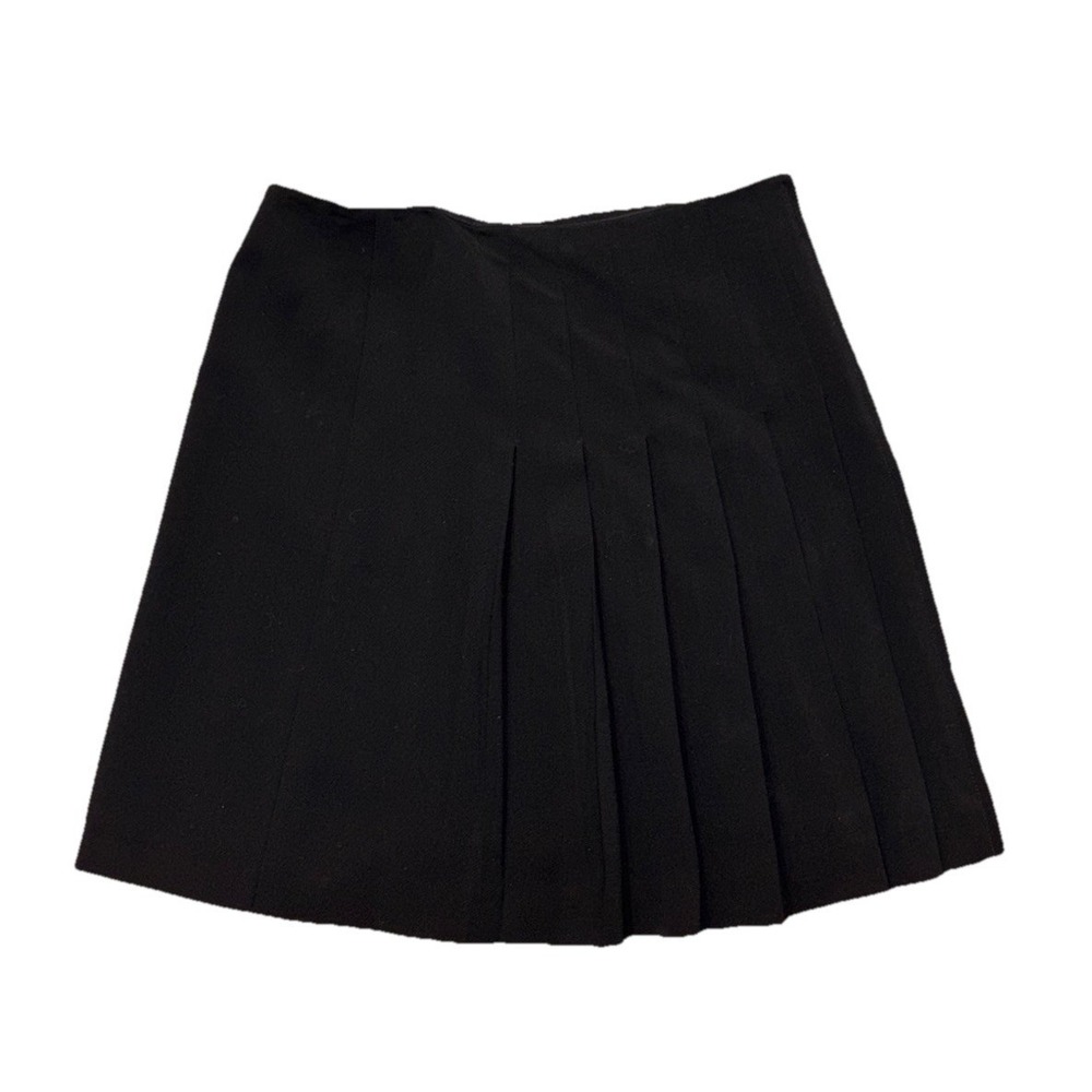 Weekend Max Mara Women A-Line Wrap Pleated Skirt Black Lined Wool Women's Size 2